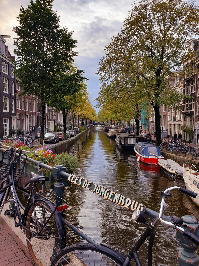 Bicycles on a canal bridge, Amsterdam